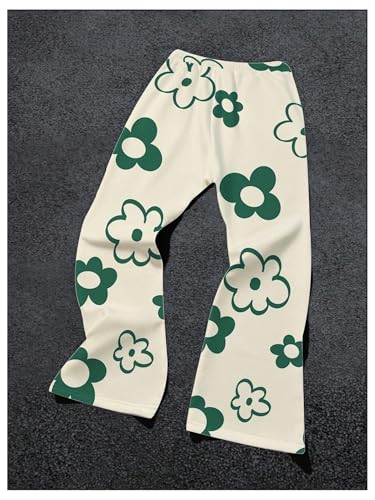 Men's Y2K Floral Graphic Sweatpants Straight Leg Drawstring Waist Pants Trousers Streetwear2