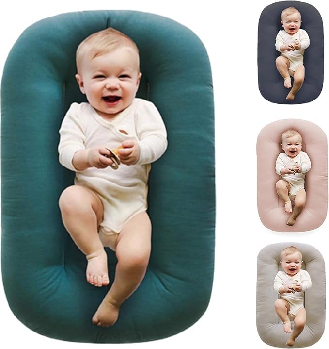 Image of Baby Lounger, Baby Lounger for Newborn, Baby Lounge 0-24 Months, Infant Lounger 0-24 Months, Breathable Soft Loungers (Malachite Green)