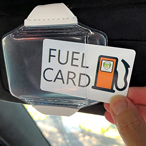 2 Pack - Heavy Duty Visor Fuel Card Holder with Clear Vinyl Pocket - Truck & Car Accessories for...