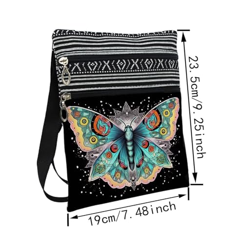 Fancy Butterfly Messenger Bag Small Ethnic Pattern Adjustable Strap Crossbody Zipper Bag Fancy Butterfly Phone Bag Wallet Cute Shoulder Handbag for Butterfly Lovers Women2