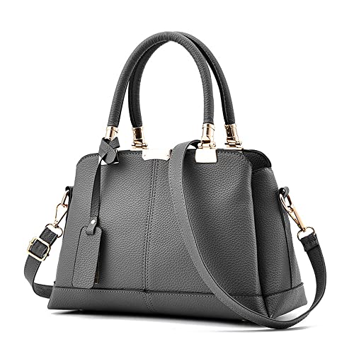 Women Handbag Lychee Pattern Top Handbag Tote Bag Briefcase with Detachable Leather Shoulder Strap