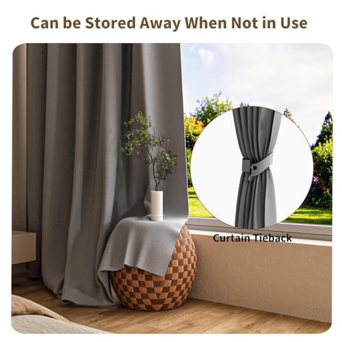 Image of Ceiling Mount Room Divider Curtains,Track Sets for Room Separation,Grey | Ceiling mount track set included,Blackout curtains thermal insulated & noise reduction fabric,For bedroom privacy partition