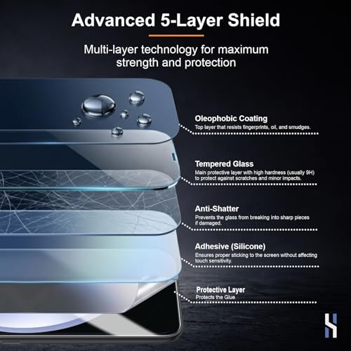 Image of Tempered Glass for Samsung Galaxy S24 FE | M56 | F56 (6.7 Inch) Military Grade 9H Screen Guard, Anti-Scratch, Shatterproof, Edge-to-Edge Full Coverage - Black Border
