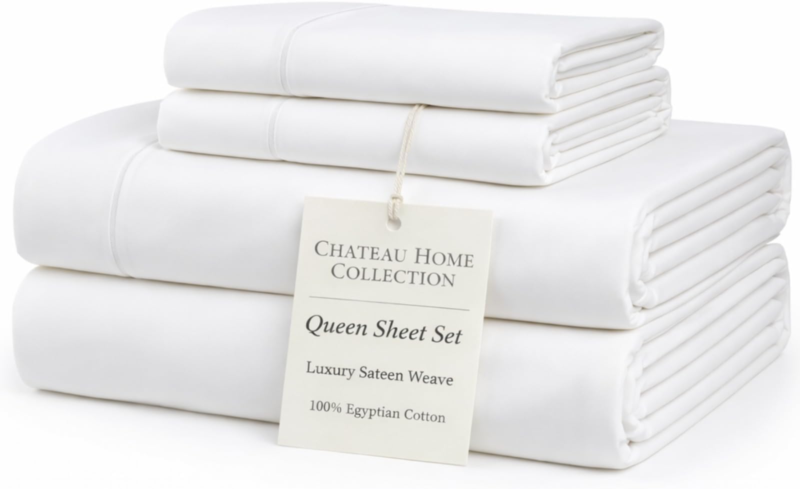 Egyptian Cotton Sheets for Queen Size Bed, Certified 800 Count Queen sheet set, Luxury Cotton Queen Bed Sheets queen sheets deep pocket, Egyptian Cotton Sheets Queen Size - White