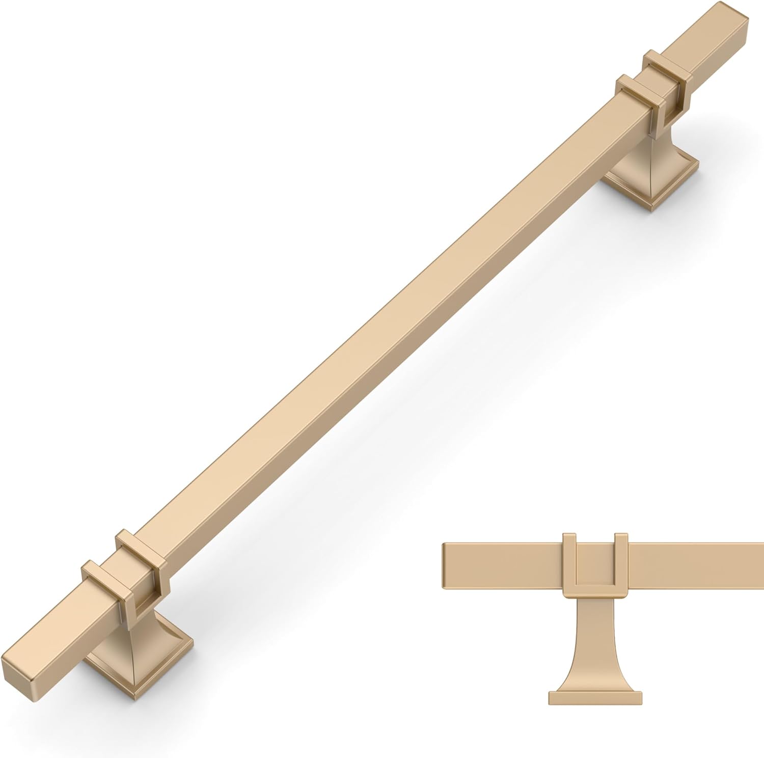 Amerdeco 10 Pack Champagne Gold Cabinet Pulls 10 Inch(254mm) Hole Center Drawer Pulls Cabinet Hardware Kitchen Cabinet Handles for Bathroom ZH0067