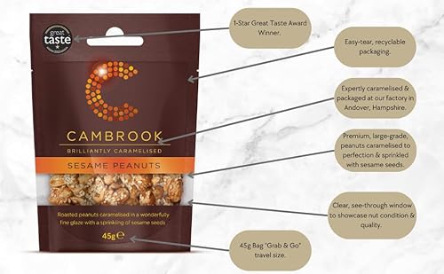 Cambrook - Caramelised Sesame Peanuts, 45g Bag - Image 4