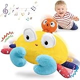 Infowush Baby Toys 6-12-18 Months - Musical Crawling Crab Plush Toy, Dancing Walking Bouncing Tummy Time Toy Interactive Sensory Learning Toys for Toddlers 1-3, Birthday Gifts for Infants Boys Girls