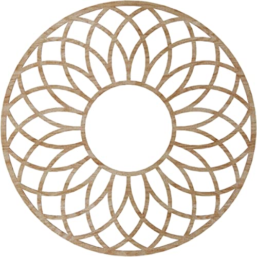Image of Ekena Millwork 34 inchOD x 11 5 /8 inchID x 3 /8 inchT Cannes Wood Fretwork Pierced Ceiling Medallion, Red Oak