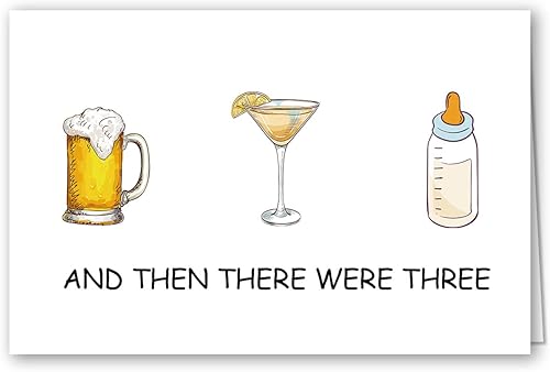 LOVWORID Divertida tarjeta de bebé bonita tarjeta de baby shower para la nueva mamá papá tarjeta de felicitación para la pareja y luego hubo tres