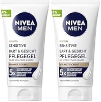 NIVEA MEN Sensitive Bart & Gesicht Pflege-Gel, schnell einziehende Bartpflege für empfindliche Männerhaut, beruhigende Gesichtspflege zur Linderung von Hautirritationen (50 ml) (Packung mit 2)