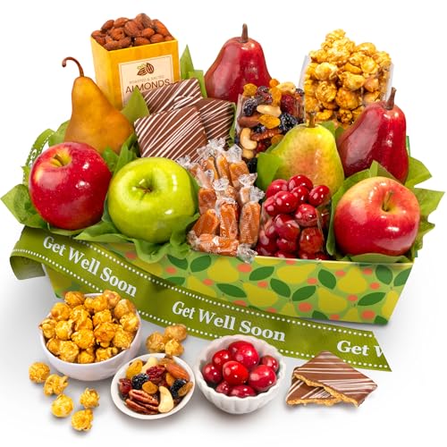 A Gift Inside Get Well Soon Orchard Delight Fruit and Gourmet Gift Basket'