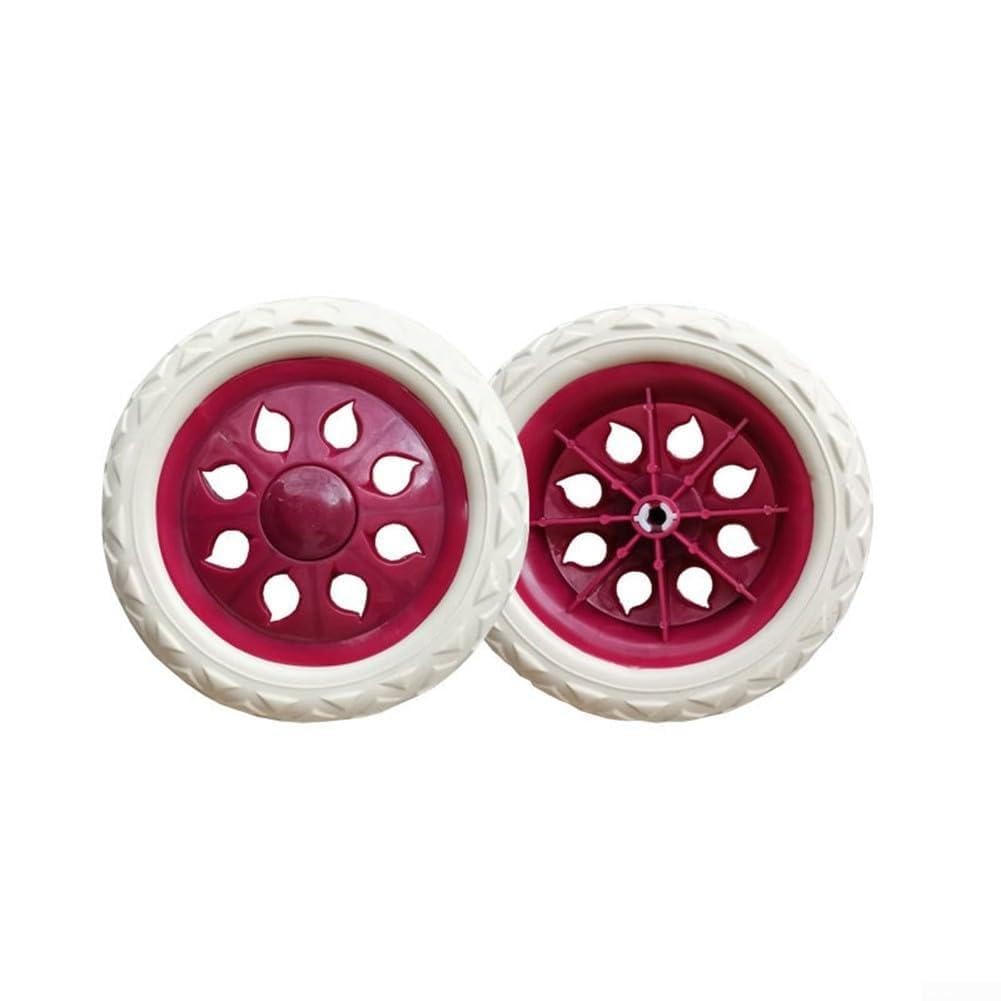 2 Pack Rubber Caster Wheels for Hand Truck, Shopping Cart and Trolley Replacement, 8mm Shaft Hole, Smooth Rollers for Garden Tools and Lawn Mowers(C-Wine Red) โ image 1