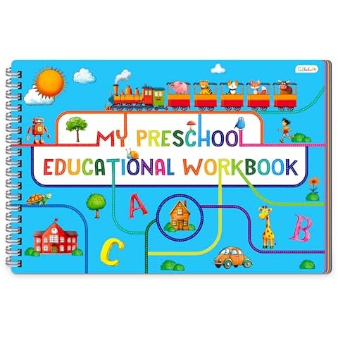 Handwriting Practice Book, 40 Pages Dry Erase Preschool Workbook Montessori Learning Toy Educational Tool for Alphabet/Numbers/Colors/Shapes/Line Tracing - for Toddlers, Kids 3-5 Years Old Cover