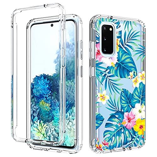 Coque Samsung S20 Plus 5G intégrale en TPU souple transparent à motif floral de 6,7 pouces