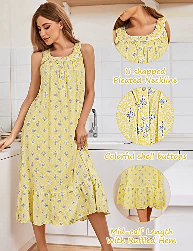 Image of MZROCR Cotton Nightgowns for Women Soft Sleeveless Night Gown for Adult Women Ruffle Sleepwear