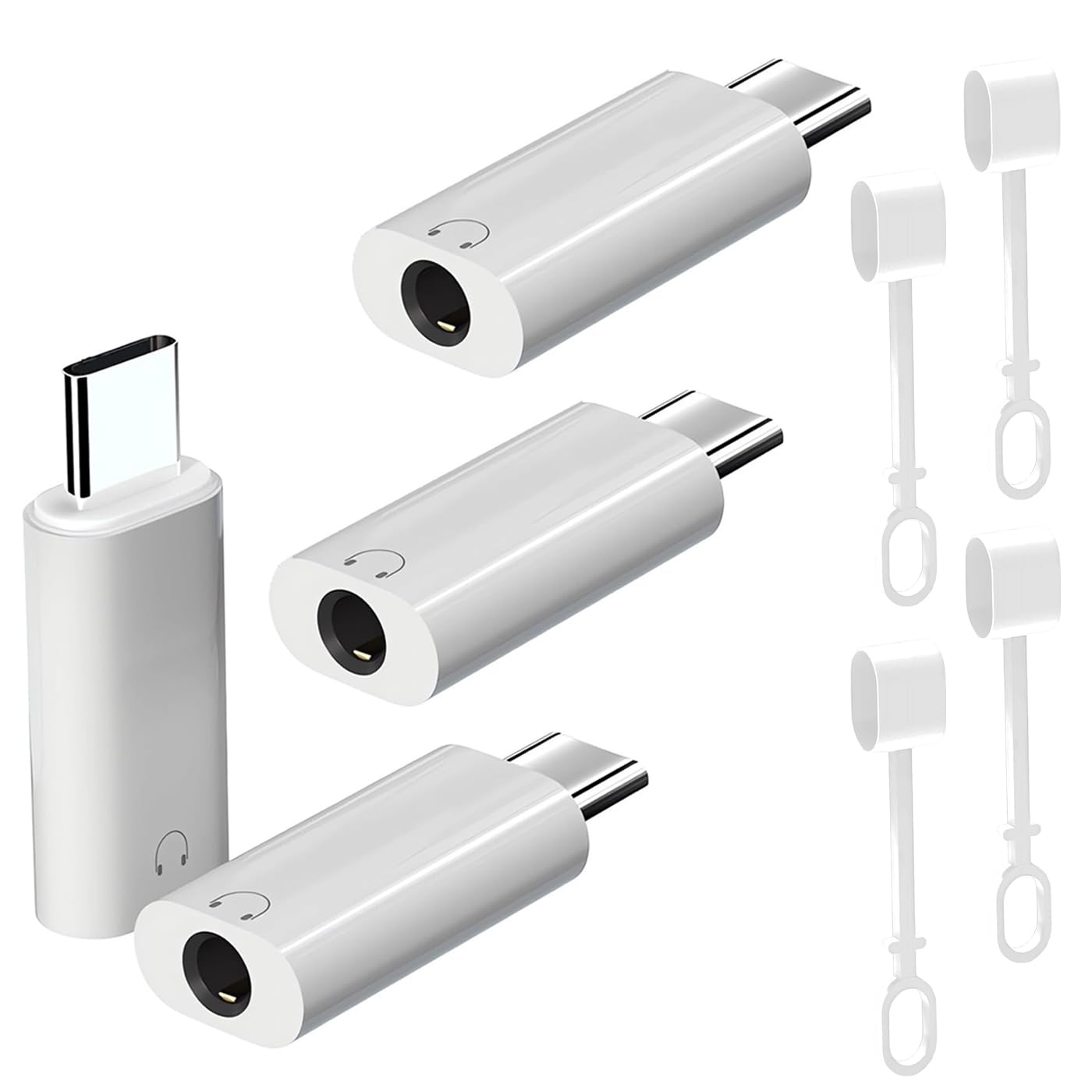 Adapter gniazda słuchawkowego USB C na 3,5 mm, adapter 3,5 mm na USB C, kompatybilny z telefonem 16 Pro Max 15 Pro Max, Galaxy S24, S23, S22, Pixel, Pad Pro, MacBook (zestaw 4-częściowy)