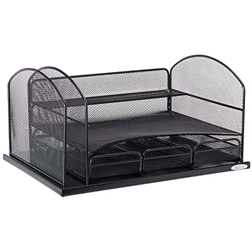 Safco products 3252bl onyx mesh desktop organizer with 3 drawers,...