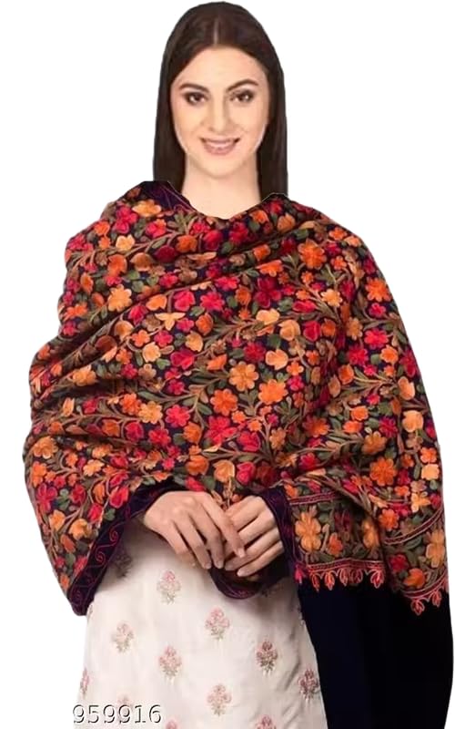 Amrit Trading Company Kashmiri Embroidery Shawl for Women and Men, Floral Border Design, Woolen Stole, Women Stole (Pack o... - Review, Price and Buying Guide