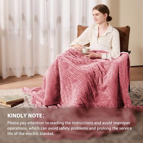 Image of Homemate Heated Blanket Electric Throw - 50 inchx60 inch Heating Blanket Throw 1 /2 /4 /6 /8 Hours Auto-Off 10 Heat Levels Over-Heat Protection Soft Flannel Sherpa ETL Certification