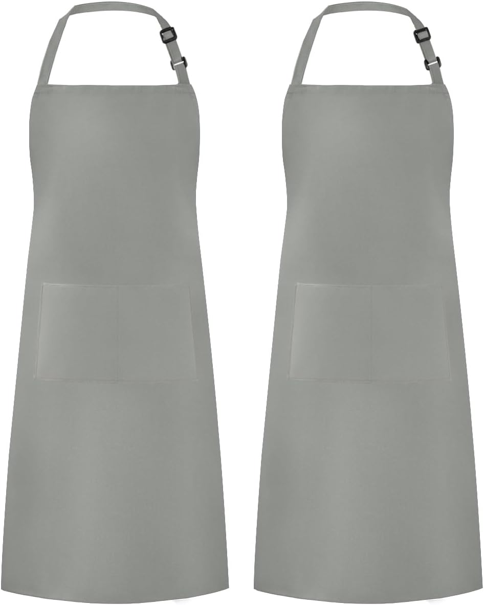 Syntus Adjustable Bib Apron with 2 Pockets Cooking Kitchen Aprons for Women Men Chef
