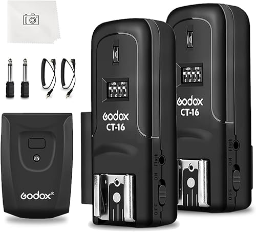 Godox CT-16 Kit receptor de disparador de radio inalámbrico, compatible con Canon Nikon Pentax DSLR Camera Studio 3 en 1 transmisor y receptor flash