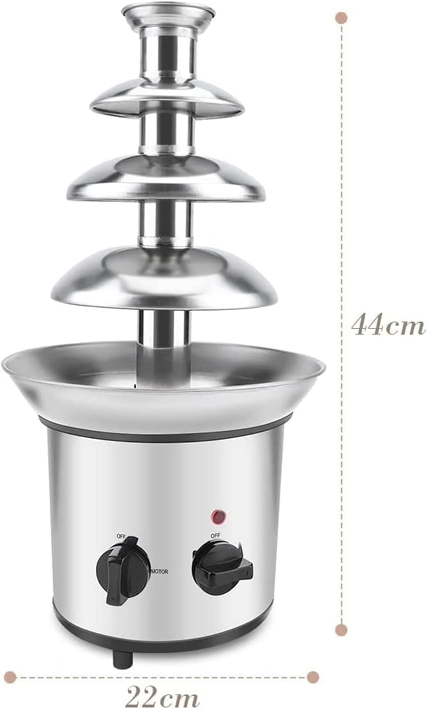 4 Tier Hot Chocolate Fondue Fountain Machine, Commercial Chocolate Fountain, Large Stainless Steel Chocolate Fountain Fondue Set for Parties, Weddings,