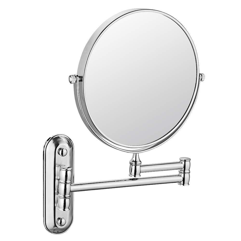 Miroir de maquillage mural double pliage au design épuré pour salle de bain moderne