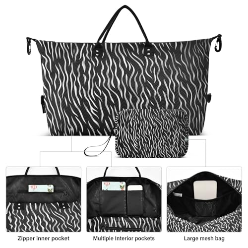 CEBUGI Fur Animal Print Quilted Duffle Bag for Women Large Carry On Travel Weekend Bag Hospital Bags for Labor and Delivery2