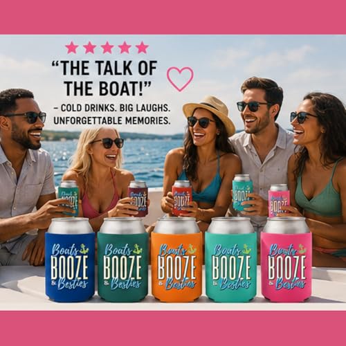 BOATS Booze & Besties Can Coolies Drink Holders (Set of 5) — view 5