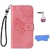 Produktbild HopMore Lederhülle Compatible with Huawei P20 lite Leder Hülle Eule Mandala Muster Schutzhülle mit Kartenfach Klappbar Silikon Ledertasche Handyhülle Stoßfest Cover Case - Rosa