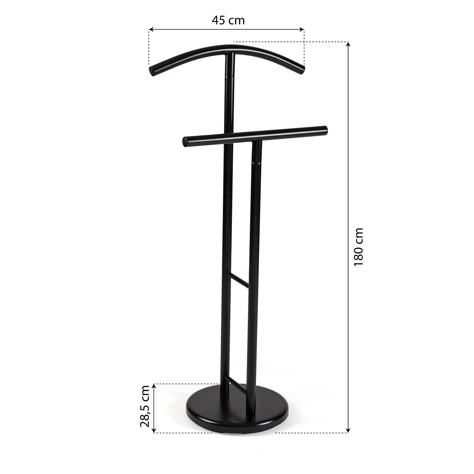 Versa Begna Valet de nuit moderne multifonction avec 2 cintres ou crochets pour vêtements pour homme ou femme, dimensions (H x L x l) 100 x 28,5 x 45 cm, acier, blanc