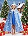 Hulaha Girls Elsa Hooded Cape Kids Halloween Dress up Cloak Girls Princess Warm Cape Blue 2-4Years