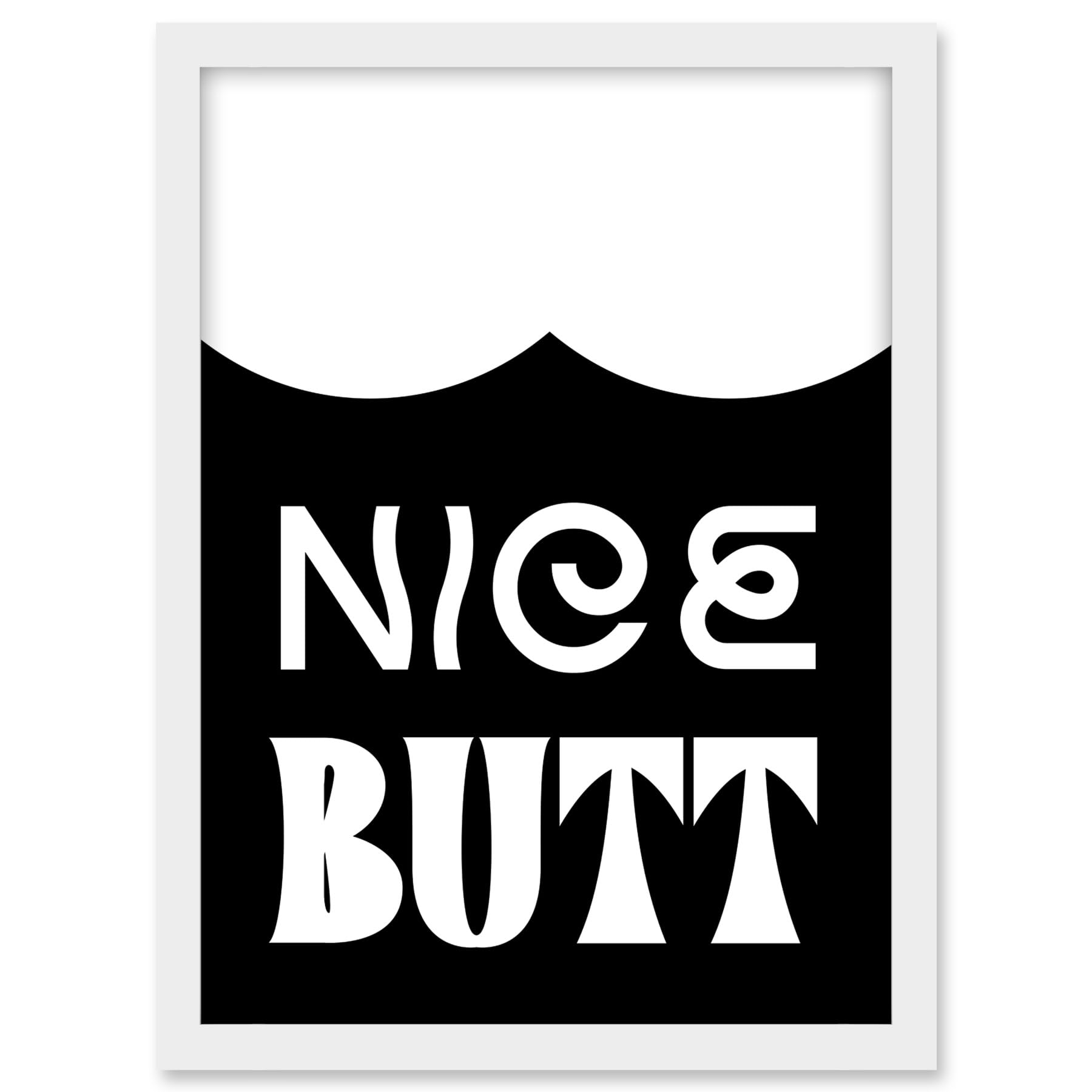 Artery8 Bathroom Wall Art Nice Butt Funny Toilet Sign Bathroom Decor Artwork Framed A3 Wall Art Print