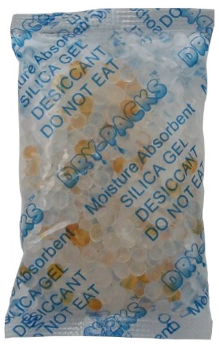 Dry-Packs Absorbent Industries Orange Visible Indicating Silica Gel Rechargeable Dehumidifier Absorbs Moisture 5 Gram Blue, 50-Pack, 5Gr.Indicating-50pk