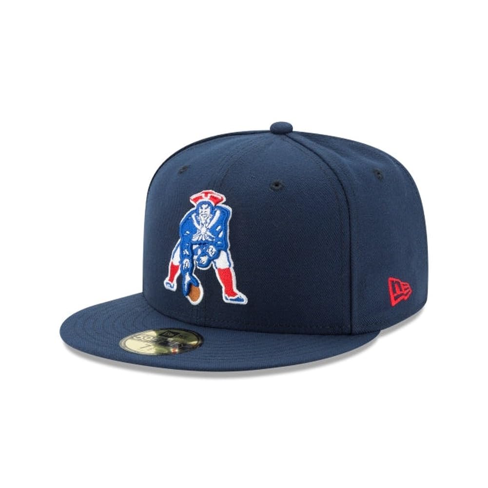 New Era NFL 59FIFTY New England Patriots Navy Team Color Historic Logo Authentic Collection Fitted On Field Football Cap Hat