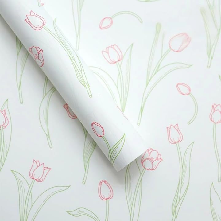 Image of Oasis 20 Sheets Korean Style Waterproof Premium Bouquet Wrapping Sheets (58 cm x 58 cm) | Pink Dutch Garden Design Flower Wrapping Sheet | Elegant Packaging for Bouquets Gift Wrapping and More