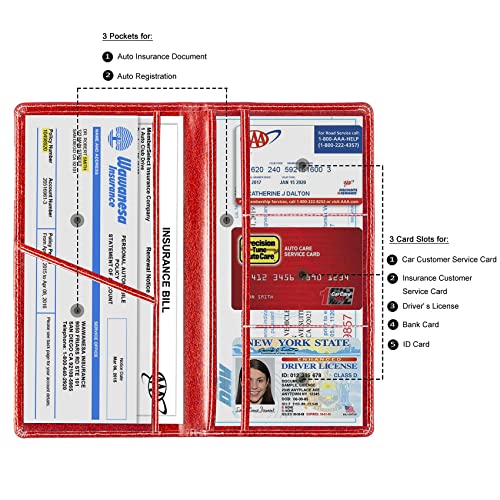 Image of TOURSUIT Car Registration & Insurance Card Holder, Glitter Red