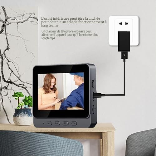 Système D'interphone Visuel, Système D'interphone Vidéo WiFi sans Fil avec Caméra de Vision Nocturne IR et Moniteur 2 Voies Vocales 1080p HD Sonnette Vidéo sans Fil
