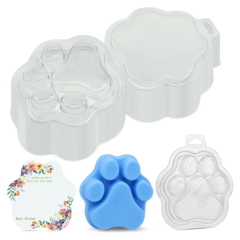 Moules vides transparents pour bougies, 50 pièces en forme de griffe de chat pour fondants de cire