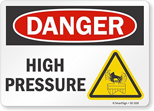 Panneau Danger High Pressure SmartSign en plastique de 25,4 x 35,6 cm pour signalisation
