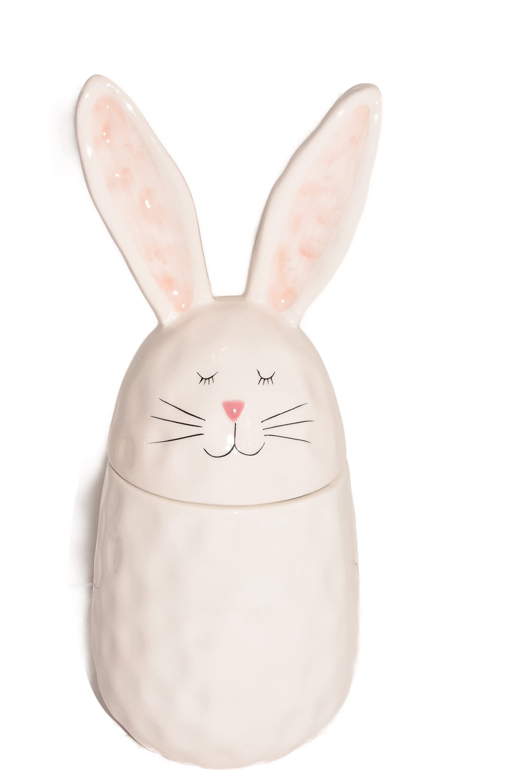 12.5" White Sleeping Whimsical Chubby Bunny Easter Candy Canister Jar