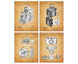 Vintage Camera Poster Patent Prints - Set of 4 8x10 Unframed Camera Wall Decor for Home, Office, Man...