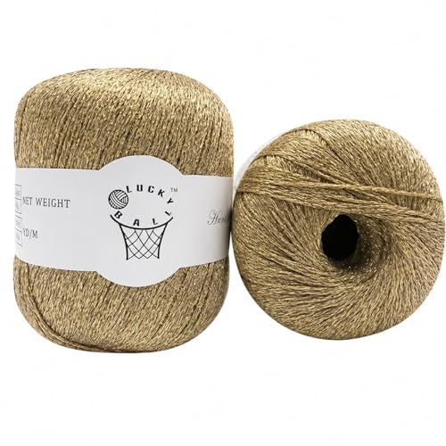 Image of 80g Sparkle Silver Lurex Thread Shining Yarn, Metallic Crochet Thread Yarn for Crocheting, Sparkle Metallic for Knitting Clothes, Car Charm, Keychain Charm(Gold)