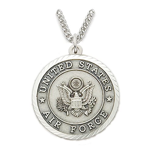 Sterling Silver United States Air Force Medal with Saint Michael Back, 3 4 Inch