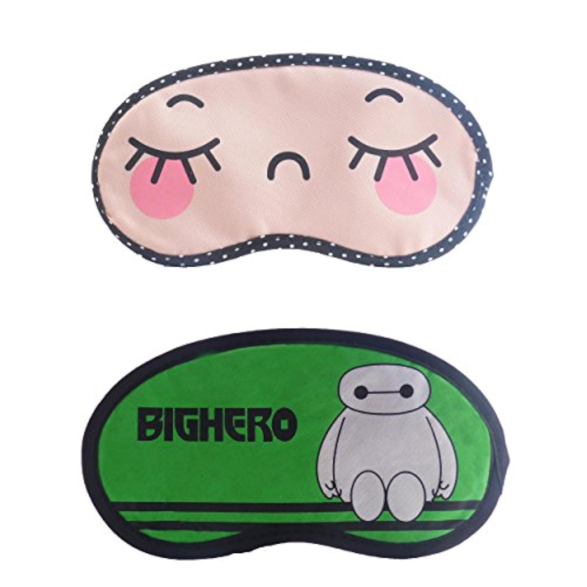 Pack of 2 Cartoon Face Sleeping Eye Masks, Green Close Eye Design