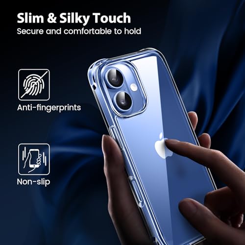 Image of Mkeke Compatible with iPhone 17 Case Clear [Not-Yellowing] [Military-Grade Drop Protection] Shockproof Protective Phone Bumper 6.3 inch