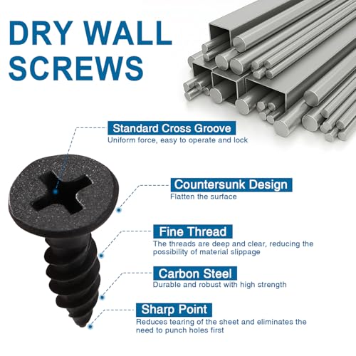 VooGenzek 150 PCS M3.5 * 16 mm Coarse Thread Point Drywall Screws, Phillips Countersunk, Plasterboard Wood Screw - Image 3