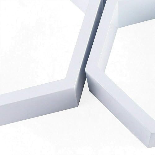 Miniatura 8 de CNCEST Estantes flotantes con forma hexagonal de 3 piezas, soporte de exhibición de decoración de forma hexagonal, estantes de pared de madera