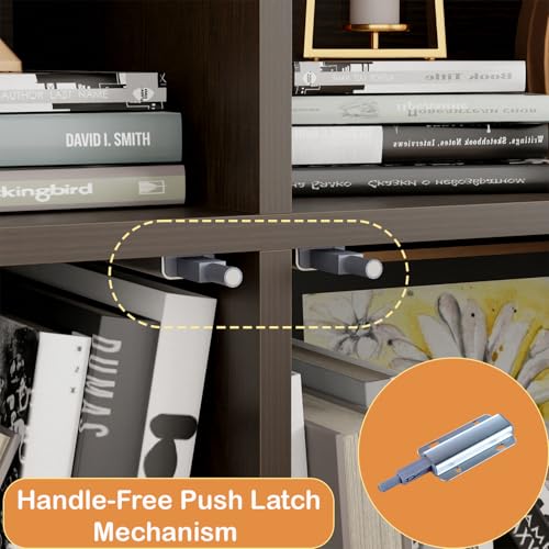 Image of Lukzer Bookshelf & Storage Organizer with Push Latch Doors Cabinet | Modern Engineered Wood Multipurpose Bookcase Display Rack for Home & Office | DIY Assembly (MR-033 /Wenge /157x80x30 cm)