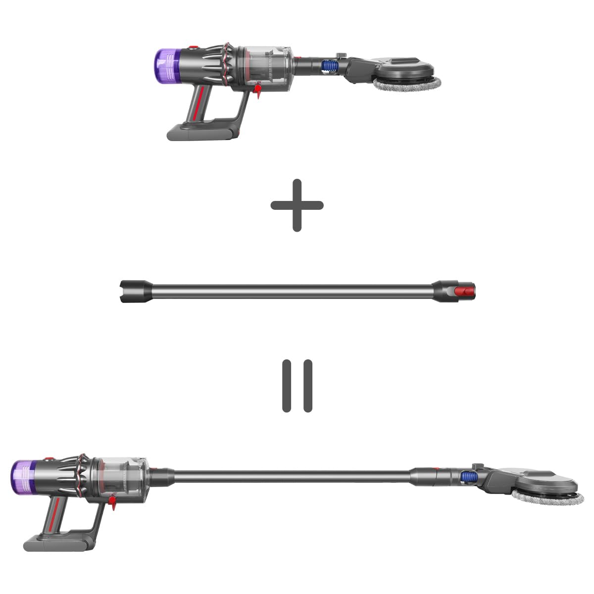 Tube Extension de Rechange Pour Dyson V12 Slim/ V10 Slim/V9 Motorbar Aspirateur, Accessoire de Tube Rallonge avec Dégagement Rapide 74cm-grey